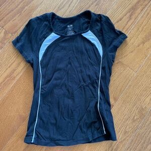 Women’s Black and White Short-sleeve Fitted Workout Tee - Size S